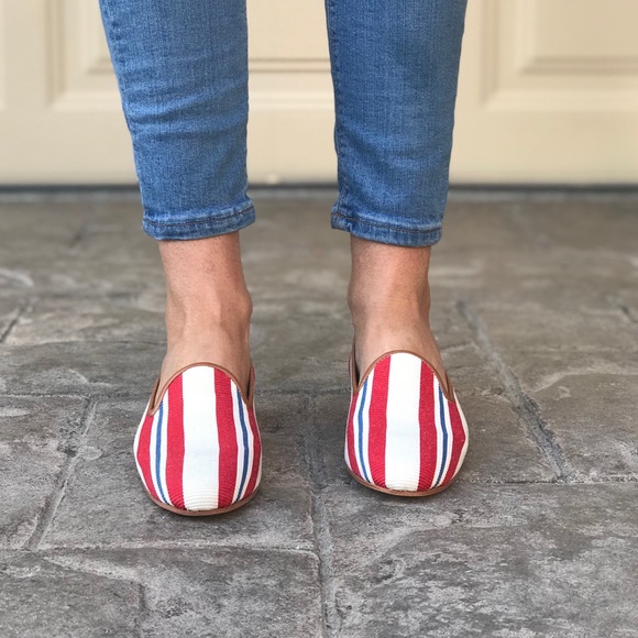 Linen Leather Striped Flat Boyfriend Loafers - Picture 2 of 8